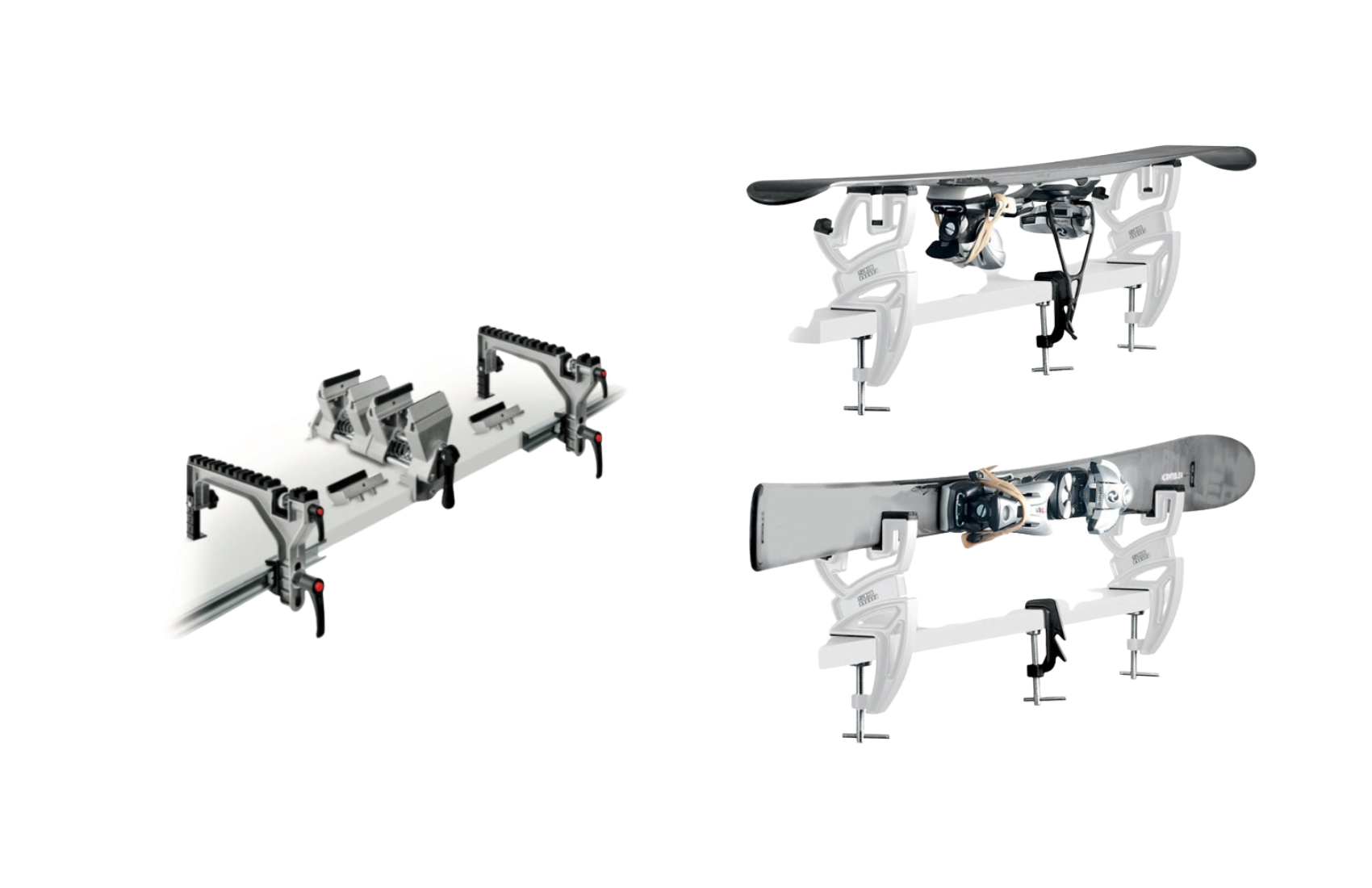 Ski vise and snowboard